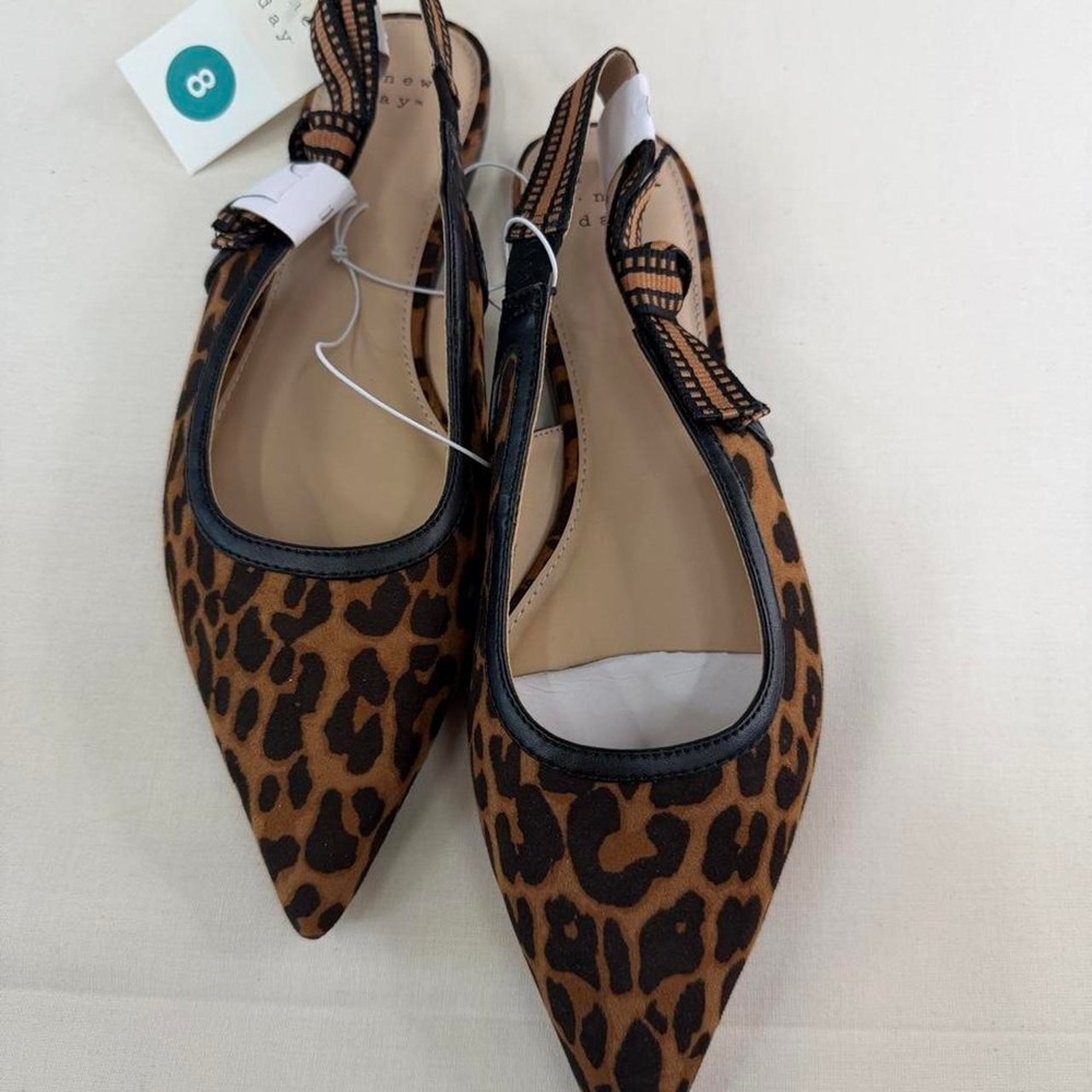 A New Day leopard print slingback flats, women's size 8